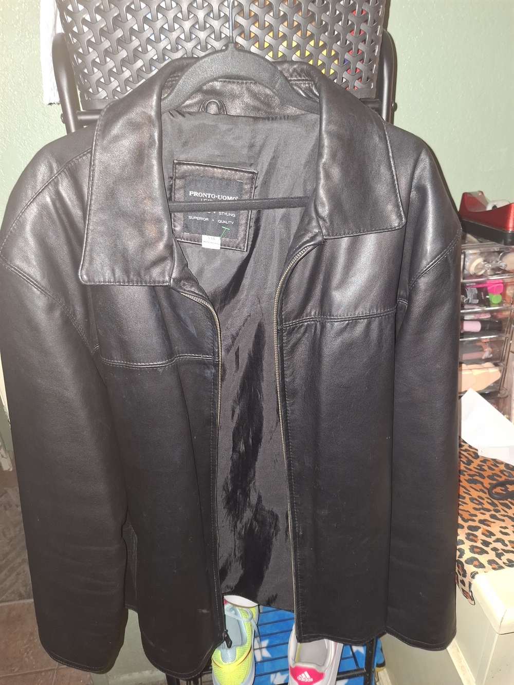 Pronto Uomo Black Leather Zip Jacket